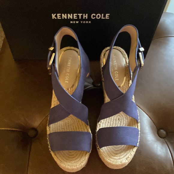 Kenneth Cole New York Olivia Cross Espadrille Wedge Sandal in Lapis Blue - Picture 5 of 6